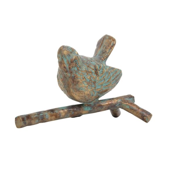 Bird on Branch Figurine Paperweight Verdigris Turquoise Antique Bronze C… - Picture 5 of 8